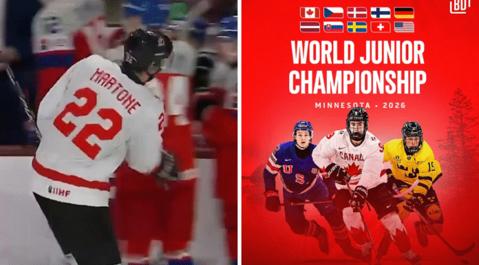 Raport z MŚ Juniorów. Dzień 1. Strzelił na pustą i klepnął rywala w tyłek. Hokej