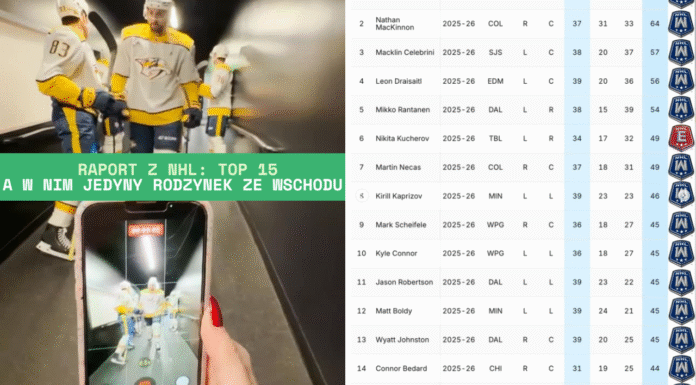 Raport z NHL: TOP 15 a w nim jedyny rodzynek ze Wschodu. Hokej