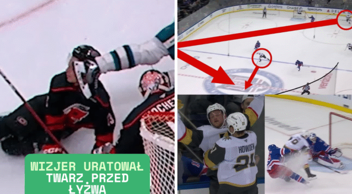 Raport z NHL: Wizjer uratował twarz przed łyżwą. Ojciec strzela jak szalony. Hokej
